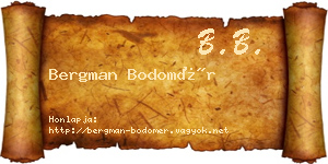 Bergman Bodomér névjegykártya